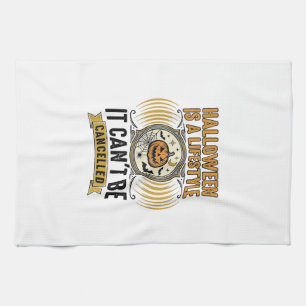 Halloween Lifestyle Vintage Pumpkin Typography Des Tea Towel