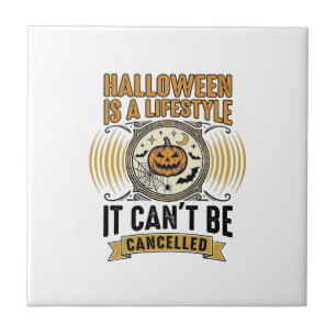 Halloween Lifestyle Vintage Pumpkin Typography Des Tile