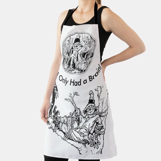 Halloween Line Art Scarecrow No Brain Full Print Apron (Insitu)
