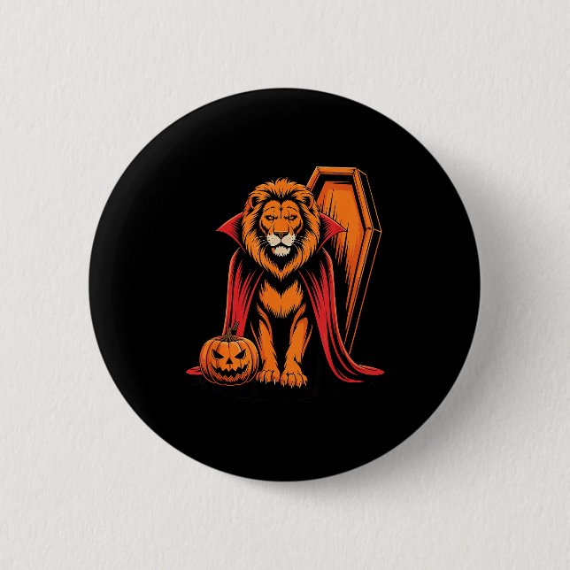 Halloween Lion Coffin Lions  6 Cm Round Badge (Front)