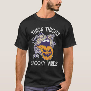 Halloween Lips Thick Thighs Spooky Vibes Womens T-Shirt