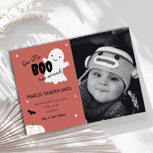 Halloween Little Boo Baby Birth Photo Announcement