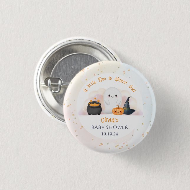 Halloween Little Boo Baby Shower  3 Cm Round Badge (Front & Back)