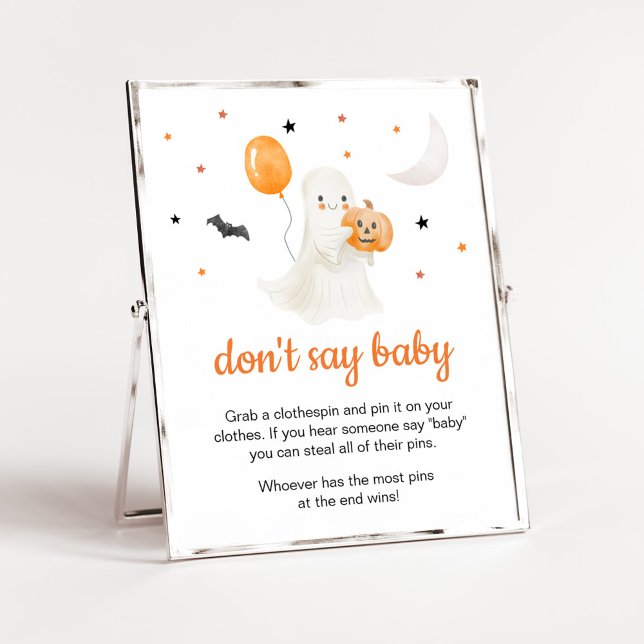 Halloween Little Boo Baby Shower Don't Say Baby Poster (A Little Boo Baby Shower Don't Say Baby Sign)