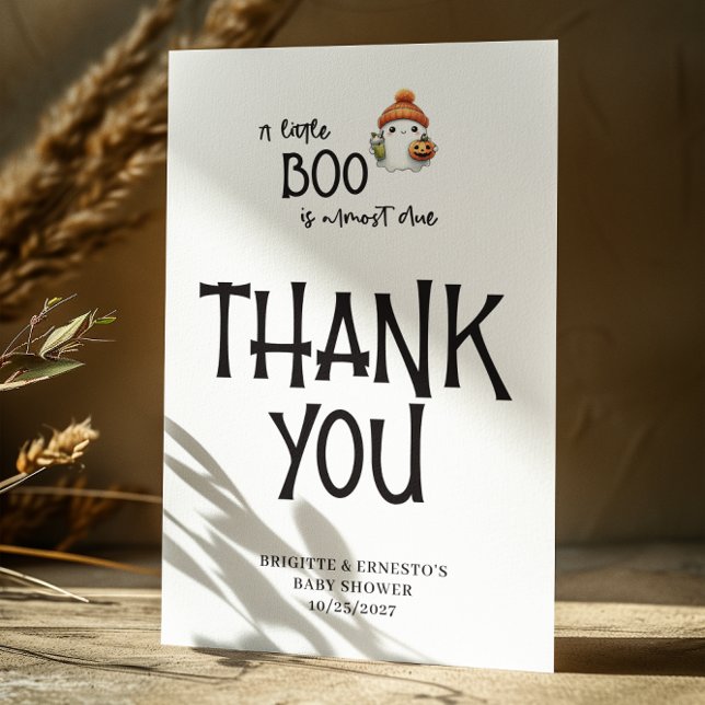 Halloween Little Boo Baby Shower Flat  Thank You Card (Creator Uploaded)