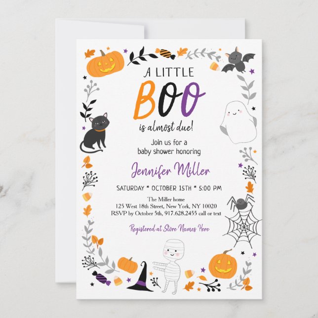 Halloween Little Boo Baby Shower Invitation (Front)