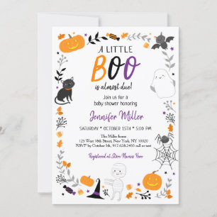 Halloween Little Boo Baby Shower Invitation