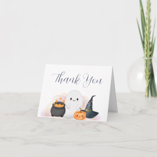 Halloween Little Boo Baby Shower  Thank You Card (Front)