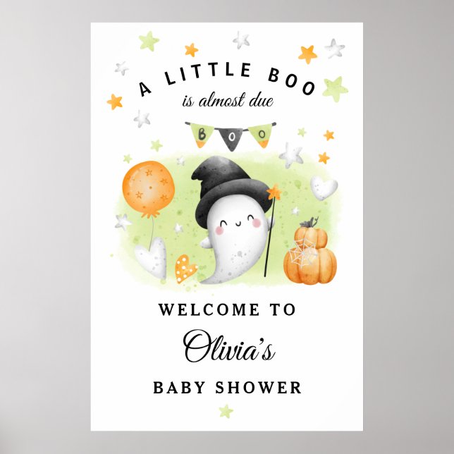 Halloween Little Boo Baby Shower Welcome Sign (Front)