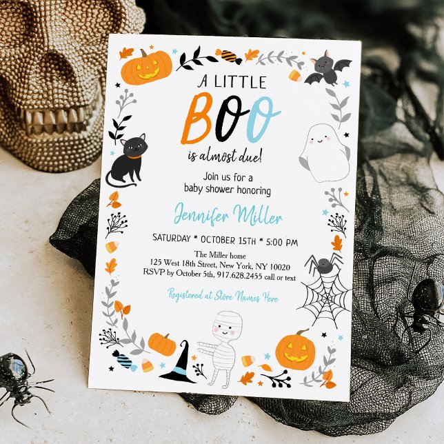 Halloween Little Boo Boy Baby Shower Invitation (Creator Uploaded)