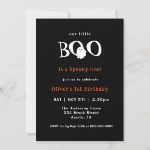 Halloween Little boo Cute Ghost Kids 1st Birthday Invitation