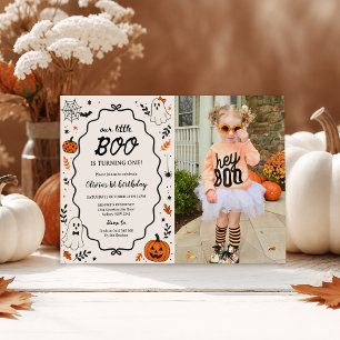 Halloween Little Boo Ghost 1st Birthday Photo Invitation