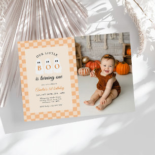 Halloween Little Boo Ghost 1st Birthday Photo Invitation