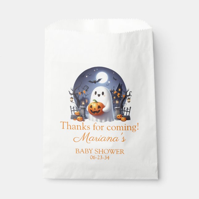 Halloween Little Boo Ghost Baby Shower Favour Bags (Front)