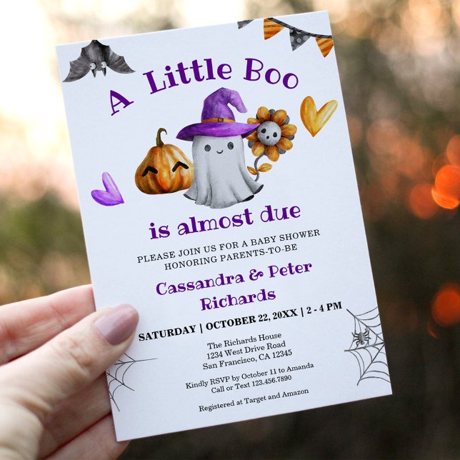 Halloween Little Boo Ghost Baby Shower Invitation (Creator Uploaded)