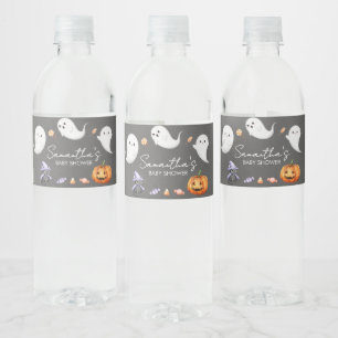 Halloween Little Boo Ghost Baby Shower Water Bottle Label