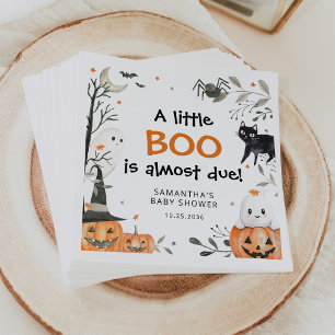 Halloween Little Boo Ghost Pumpkin Baby Shower Napkin