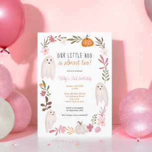 Halloween little boo Ghosts Cute kids 2nd birthday Invitation