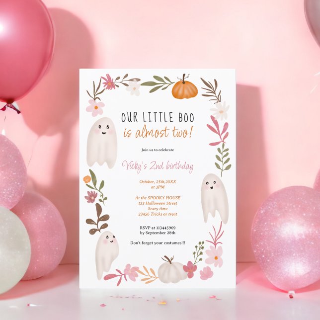 Halloween little boo Ghosts Cute kids 2nd birthday Invitation (Halloween little boo Ghosts Cute kids 2nd birthday Invitation)