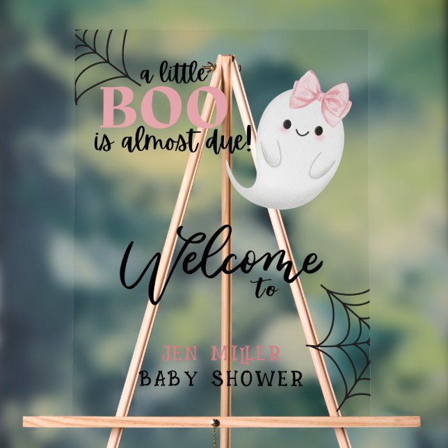 Halloween little boo Ghosts welcome baby shower Acrylic Sign (Neutral)