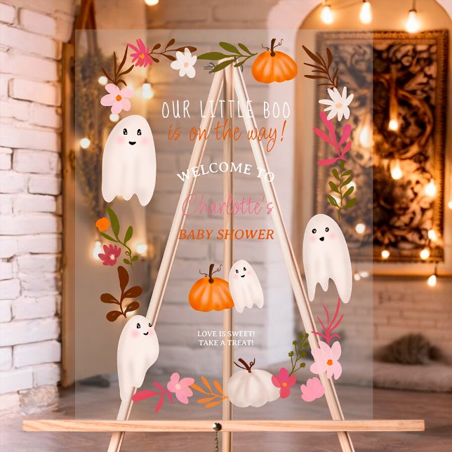 Halloween little boo Ghosts welcome baby shower Acrylic Sign (Halloween little boo Ghosts welcome baby shower Acrylic Sign)