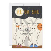 Halloween little boo he or she invitation