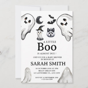 Halloween Little Boo is Almost Due Baby Shower Invitation