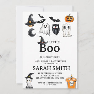 Halloween Little Boo is Almost Due Baby Shower Invitation