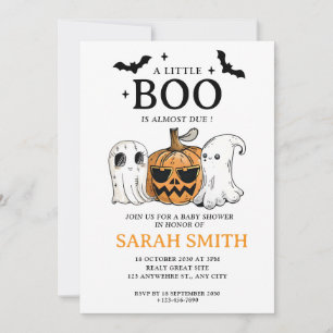 Halloween Little Boo is Almost Due Baby Shower Invitation