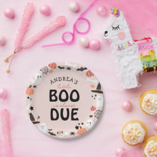 Halloween Little Boo is Almost Due Baby Shower Paper Plate