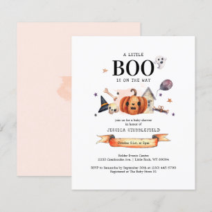 Halloween Little Boo on Way Baby Shower Invitation