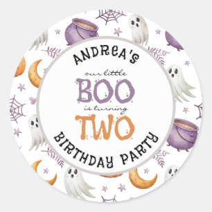 Halloween Little Boo Turning Two 2nd Birthday Classic Round Sticker