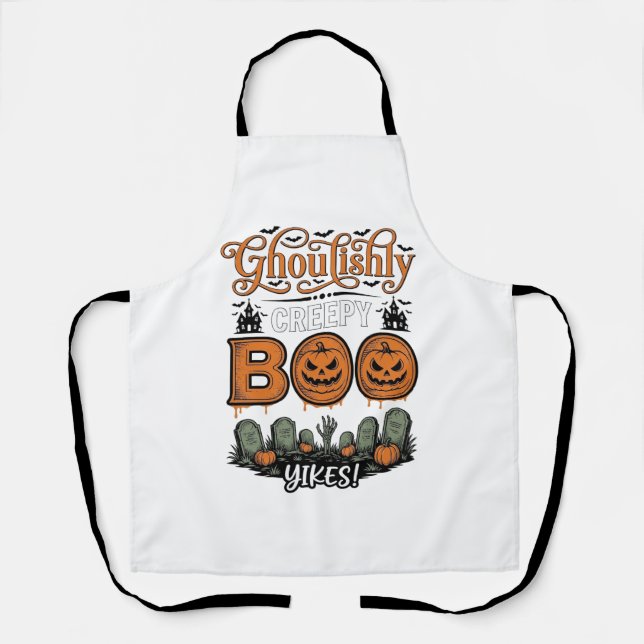 Halloween Little Boo Yah Cute Spooky Vector Design Apron (Front)