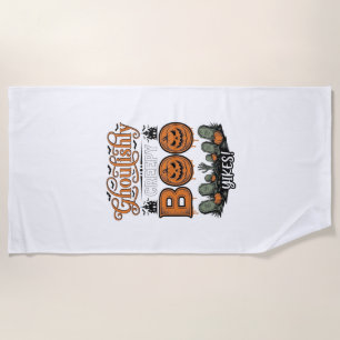Halloween Little Boo Yah Cute Spooky Vector Design Beach Towel