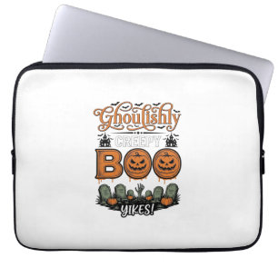 Halloween Little Boo Yah Cute Spooky Vector Design Laptop Sleeve