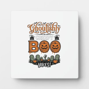 Halloween Little Boo Yah Cute Spooky Vector Design Plaque