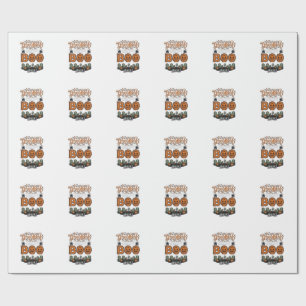 Halloween Little Boo Yah Cute Spooky Vector Design Wrapping Paper