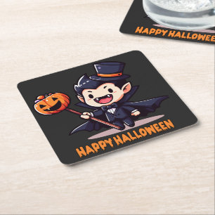 Halloween - Little child vampire Square Paper Coaster
