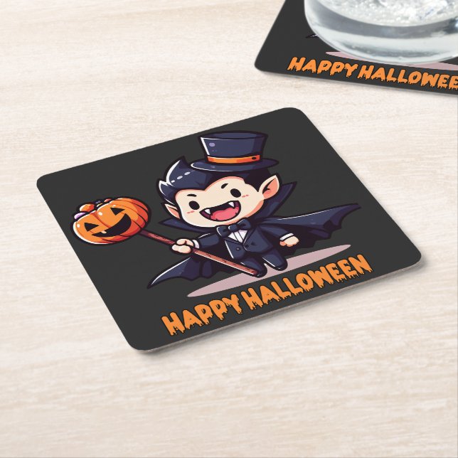 Halloween - Little child vampire Square Paper Coaster (Angled)