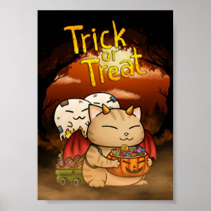 Halloween Little Devil Cat Poster