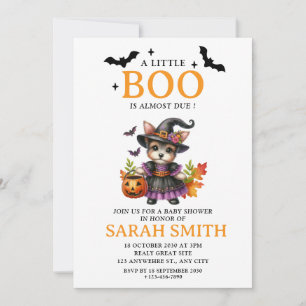 Halloween Little Dog Boo is Almost Due Baby Shower Invitation