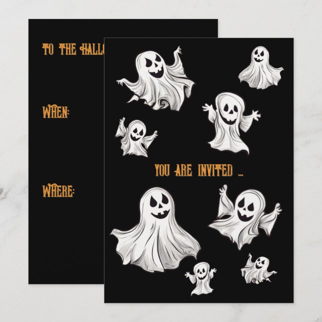 Halloween: Little Ghosts -  Invitation (Front/Back)