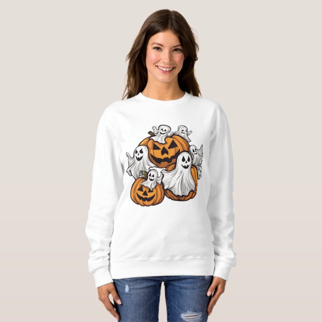 Halloween: Little Ghosts with Pumpkins -  Sweatshirt (Front Full)