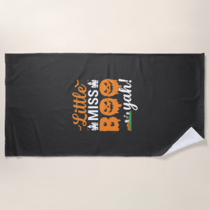 Halloween Little Miss Boo Yah Pumpkin Design_1 Beach Towel