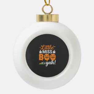 Halloween Little Miss Boo Yah Pumpkin Design_1 Ceramic Ball Christmas Ornament