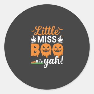 Halloween Little Miss Boo Yah Pumpkin Design_1 Classic Round Sticker