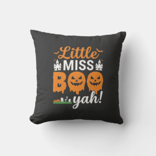 Halloween Little Miss Boo Yah Pumpkin Design_1 Cushion