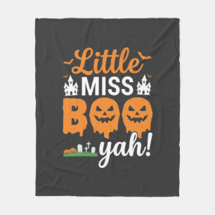 Halloween Little Miss Boo Yah Pumpkin Design_1 Fleece Blanket