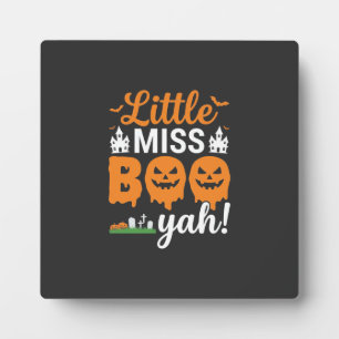 Halloween Little Miss Boo Yah Pumpkin Design_1 Plaque