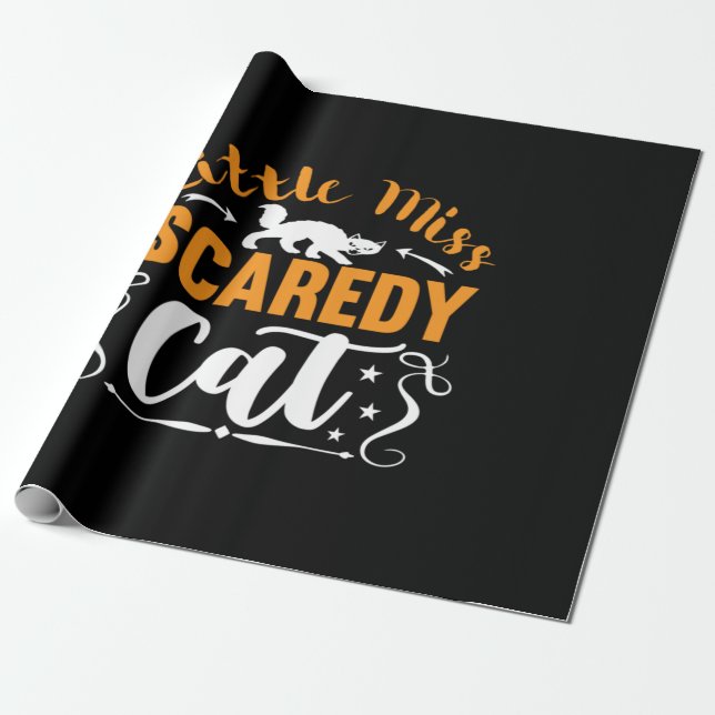 Halloween Little Miss Scared Cat Birthday Wrapping Paper (Unrolled)